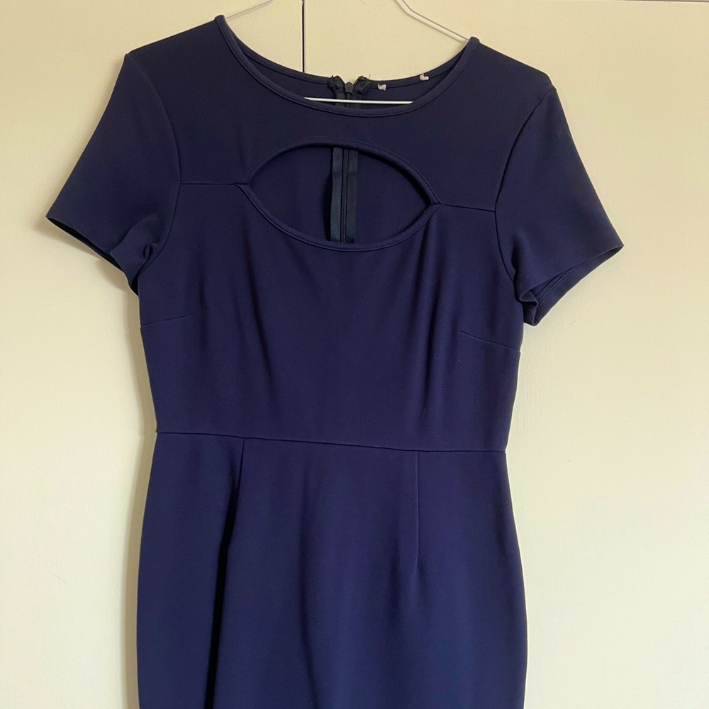 Navy blue pencil dress with chest cutout